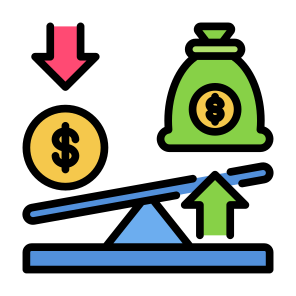 Leverage, Scale, Compare, Investment, Cost icon