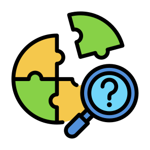 Problem Analysis, Analysis, Identification, Puzzle, Solution icon