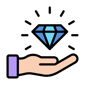 Benefits, Give, Assets, Economics, Growth, Diamond  icon