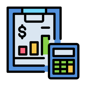 Bookkeeping, Calculate, Accounting, Calculator, Budgeting, Estimates  icon