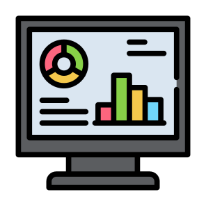 Data Visualization, Monitor, Statistics, Analysis, Business Report, Bar Chart icon