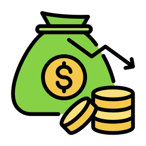 Crisis, Financial, Down Arrow, Risk, Money Bag  icon