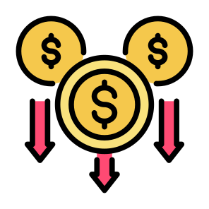 Decrease, Money, Down Arrow, Profit, Economy  icon