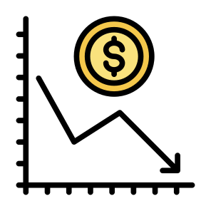 Deflation, Money, Line Chart, Crisis, Recession  icon