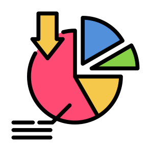 Statistics, Report, Crisis, Pie Chart, Decrease  icon