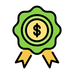 Badge, Ribbon, Money, Dollar, Award, Reward, Bonus icon
