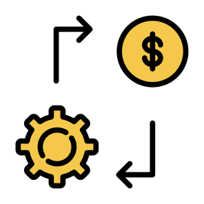 Ecosystem, Gear, System, Dollar, Coin, Money, Money Management icon
