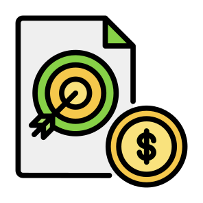 Goal, Target, File, Document, Dollar, Aim, Targeting  icon