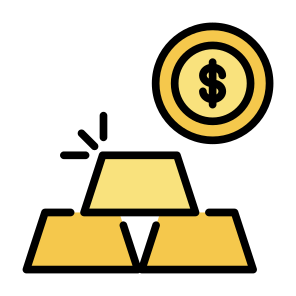 Gold, Dollar, Coin, Bank, Economy, Money icon
