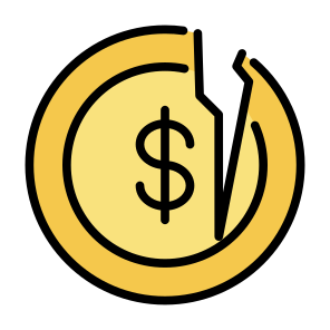 Halving, Money, Half, Dollar, Coin, Split, Currency, Divided  icon