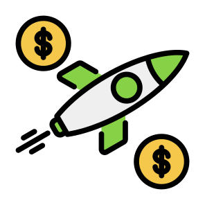 Launch, Money, Dollar, Coin, Rocket, Startup, Business And Finance icon