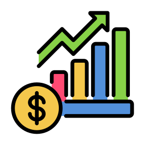 Profit, Money, Graph, Dollar, Currency, Statistic, Growth, Bar Chart icon