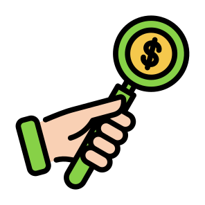 Research, Money, Search, Hand, Dollar, Coin, Economy, Magnifying, Currency icon