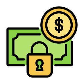 Security, Money, Dollar, Bill, Coin, Pay, Padlock, Cash, Protected, Banking icon