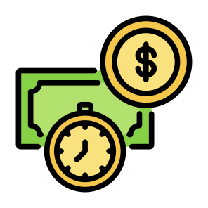 Time Is Money, Clock, Dollar, Coin, Finance, Productivity, Save Time icon