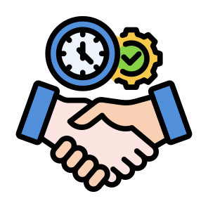 Dedication, Time, Management, Commitment, Partnership icon