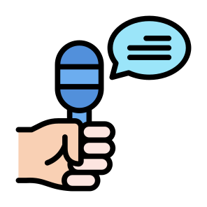 Interview, Communication, Hand, Report, Microphones icon