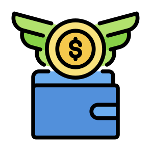 Spending Money, Angel, Wallet, Wings, Fund icon