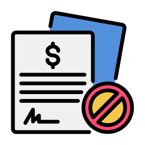 Contract, Document, Declined, Loan, Liquidation icon