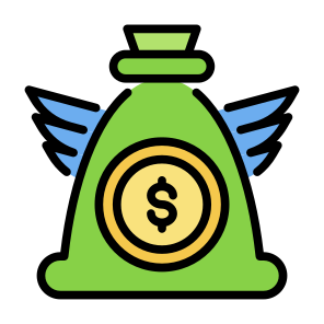 Financial Freedom, Cash, Wings, Money Bag, Angel Investor icon