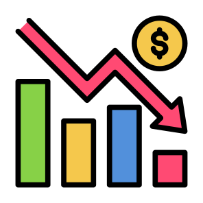 Recession, Money, Statistics, Down Arrow, Reduce Cost icon