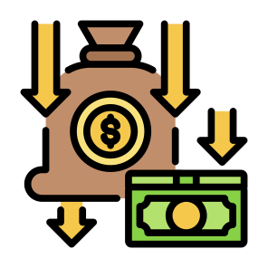 Decrease, Money Bag, Economic Crisis, Low Income, Income icon