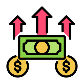 Growing, Price Up, Stock Market, Stock Price, Cash icon