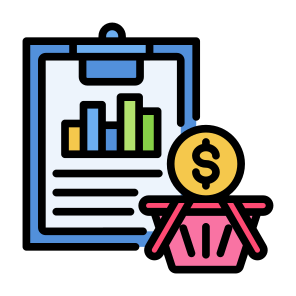 Purchasing, Basket, Statistics, Commerce, Report  icon