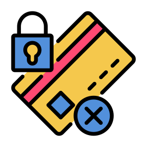 Blocked, Secure Payment, Debit Card, Credit Card, Padlock  icon