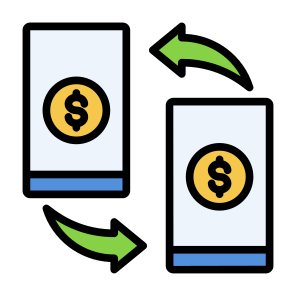 Transfer, Money, Money Transfer, Transmission, Smartphone icon