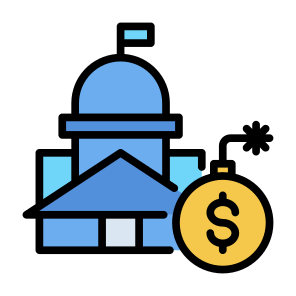 Debts, Due, Crisis, Loan, Bank, Bomb  icon