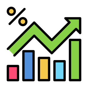 Growth Rate, Growth, Market, Interest Rate, Percentage, Statistics icon