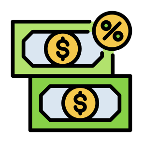 Tax, Loan, Debt, Income, Percentage, Money  icon