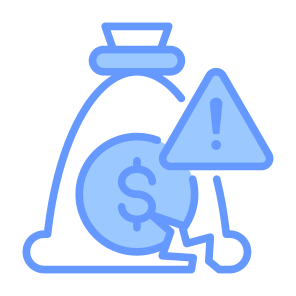 Insolvency, Losses, Dollar, Exclamation Mark, Bankruptcy  icon