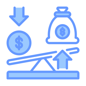 Leverage, Scale, Compare, Investment, Cost icon