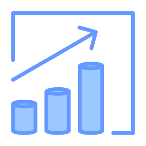 Scalability, Volume,  Investment, Analytics, Growth icon