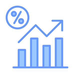 Interest Rate, Growth, Percentage, Percent, Increase, Chart icon