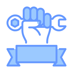 Labor Day, Wrench, Worker, Ribbon, Hands And Gestures icon