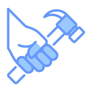 Union, Hammer, Worker, Construction And Tools, Hands And Gestures  icon