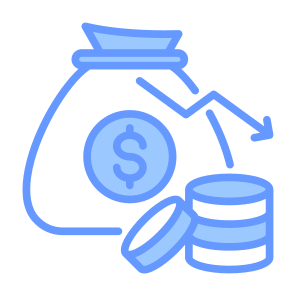 Crisis, Financial, Down Arrow, Risk, Money Bag  icon