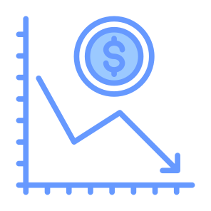 Deflation, Money, Line Chart, Crisis, Recession  icon