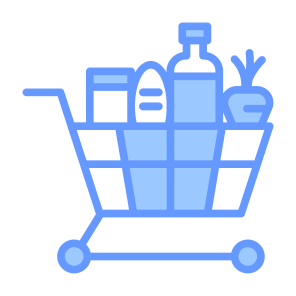 Groceries, Shop, Supermarket, Cart, Vegetables, Food icon