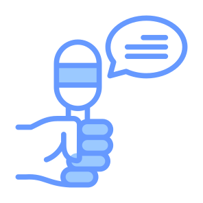 Interview, Communication, Hand, Report, Microphones icon
