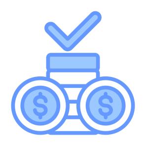Cost, Coins, Money Stack, Check, Business icon