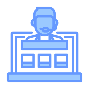 Customer Service Agent, Call, Laptop, Support, Call Center Agent, Ecommerce icon