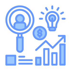 Business Intelligence, Statistics, Research, Idea, Solution icon