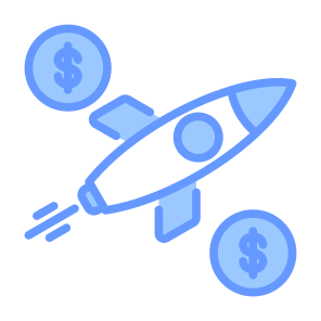 Launch, Money, Dollar, Coin, Rocket, Startup, Business And Finance icon
