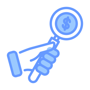 Research, Money, Search, Hand, Dollar, Coin, Economy, Magnifying, Currency icon