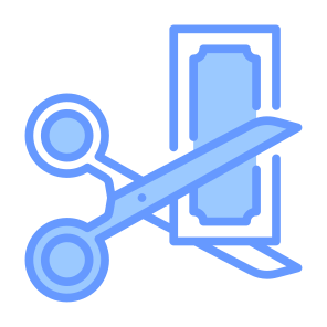 Cutting, Cut, Scissors, Money, Reduce Cost, Efficiency icon