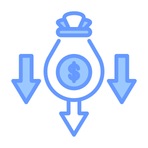 Low Cost, Reduce Cost, Low Prices, Cheap,  Down Arrows, Cost  icon